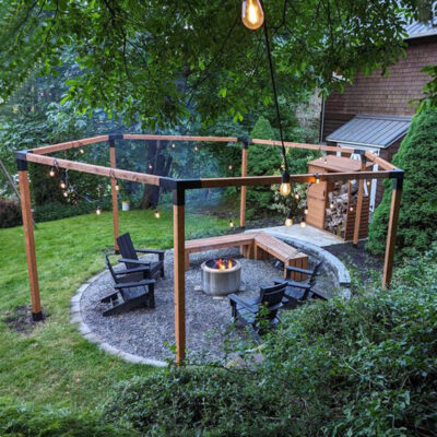 Pérgola Madera/Metal Hexagonal Techo Lona Tensada 90% Sombra